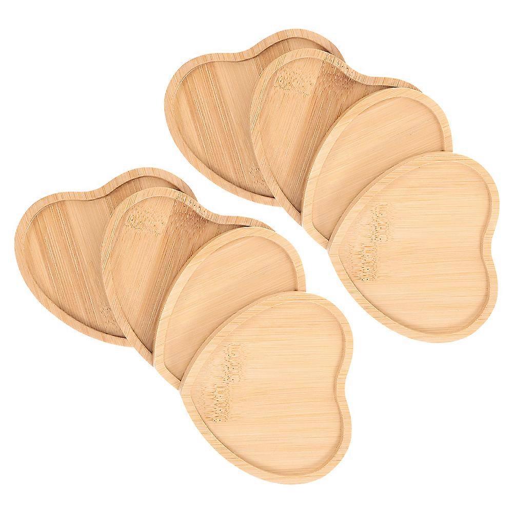 Wooden Heart Shaped Saucer 8Pcs For Small Succulent Pot With Water Protection Perfect For Home Decor