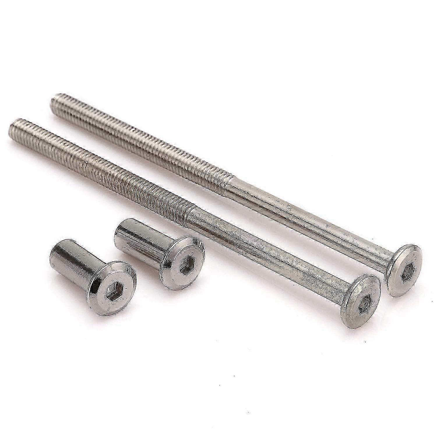 2025 10pcs M6 Furniture Joint Connector Bolt & Cap Nut Kit Use for Cot Bed Crib Bolts Hex Drive Socket Cap Bolts - Hex Socket Screws Head (80mm)