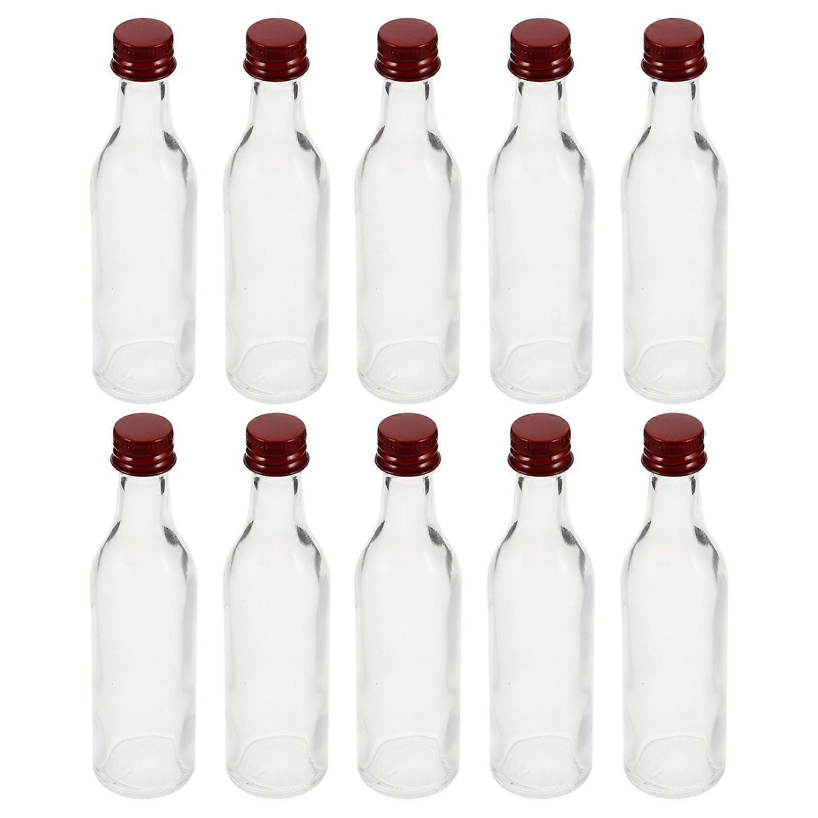 10 Pcs Clear Glass Bottles with Lids for Liquid Portable Small Bottles Easy to Use Glass Bottles Transparent Containers 50ml