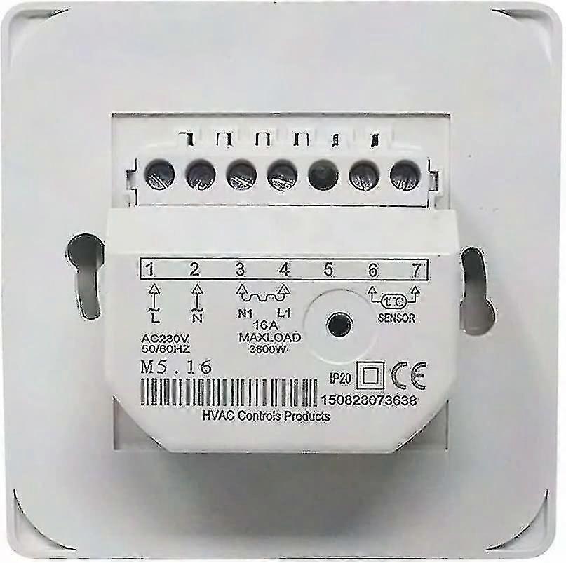 Manual Underfloor Heating Thermostat 16A, Electric Floor Heating Controller with Floor Sensor Probe - 1pc