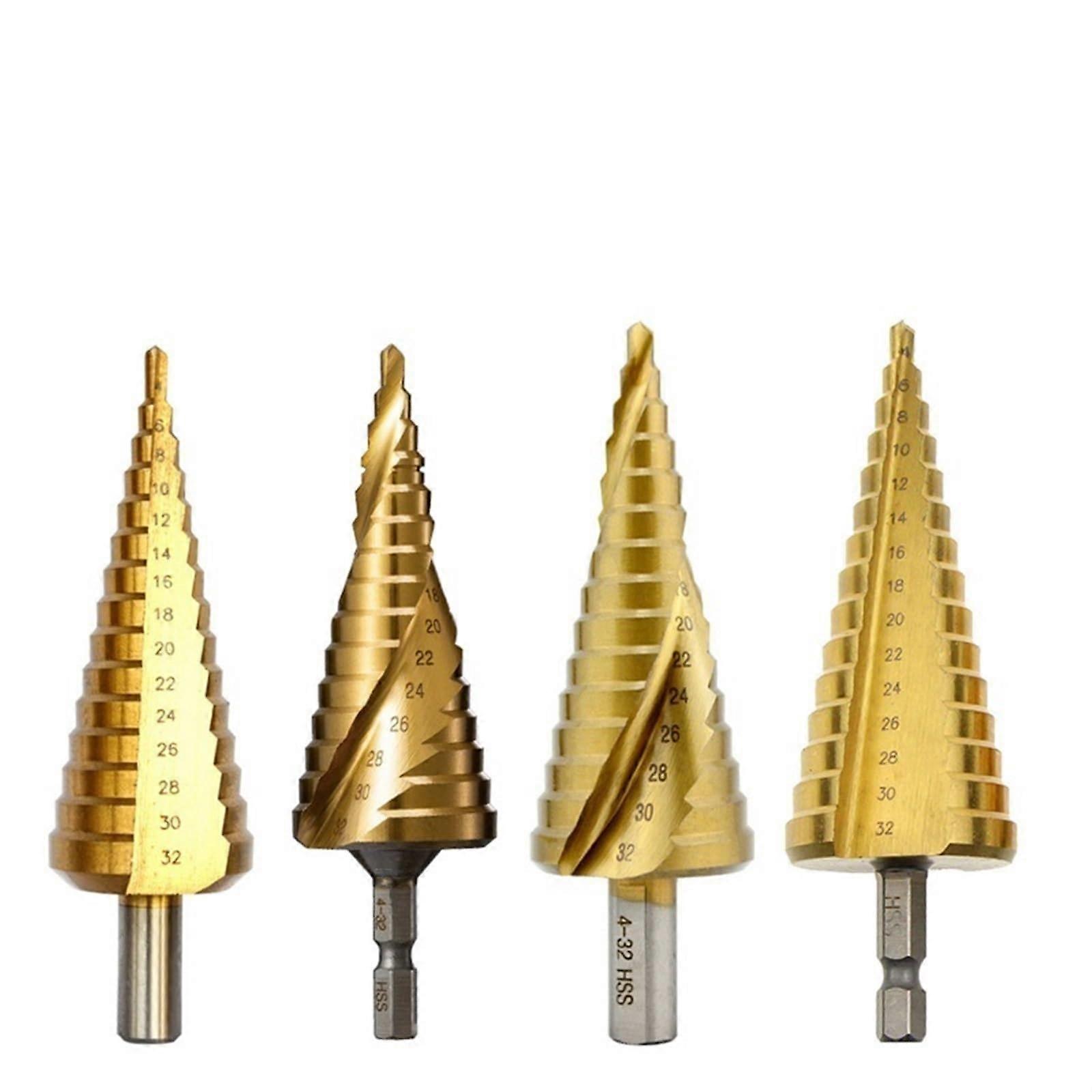 Stufenbohrer HSS Spiral Drill Bit With Triangular Hex Quick-Change Shank Titanium Coated Type II 3-13mm (11 Steps)