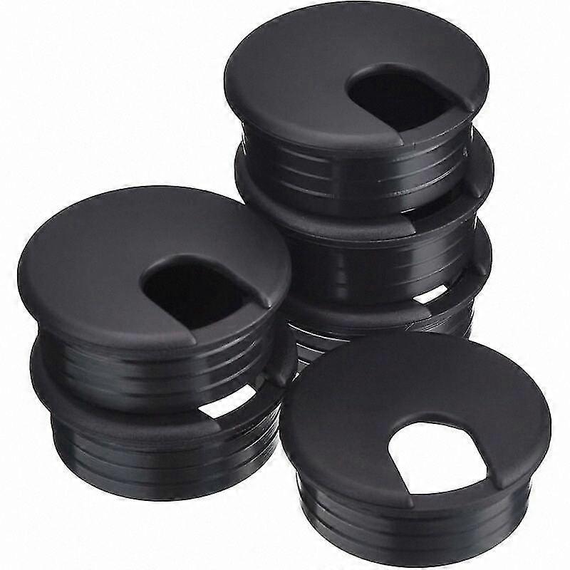 6-Pack 45mm Black Plastic Cable Hole Covers for Desk Wire Management