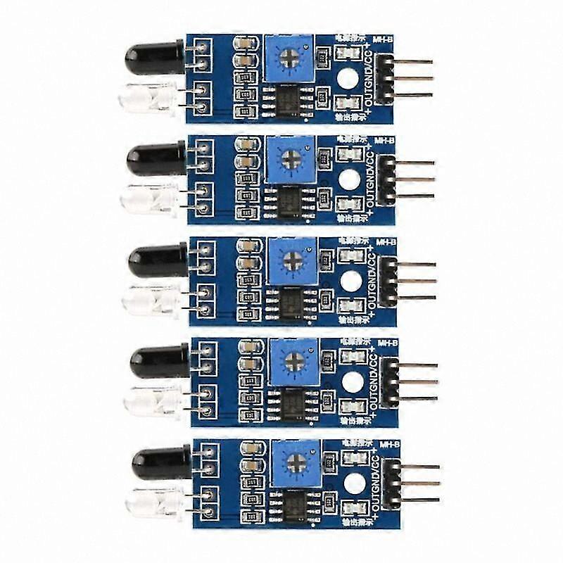 5-Pack Adjustable Infrared Obstacle Sensor Module for Smart Autonomous Robots, 2-30 cm Detection Range