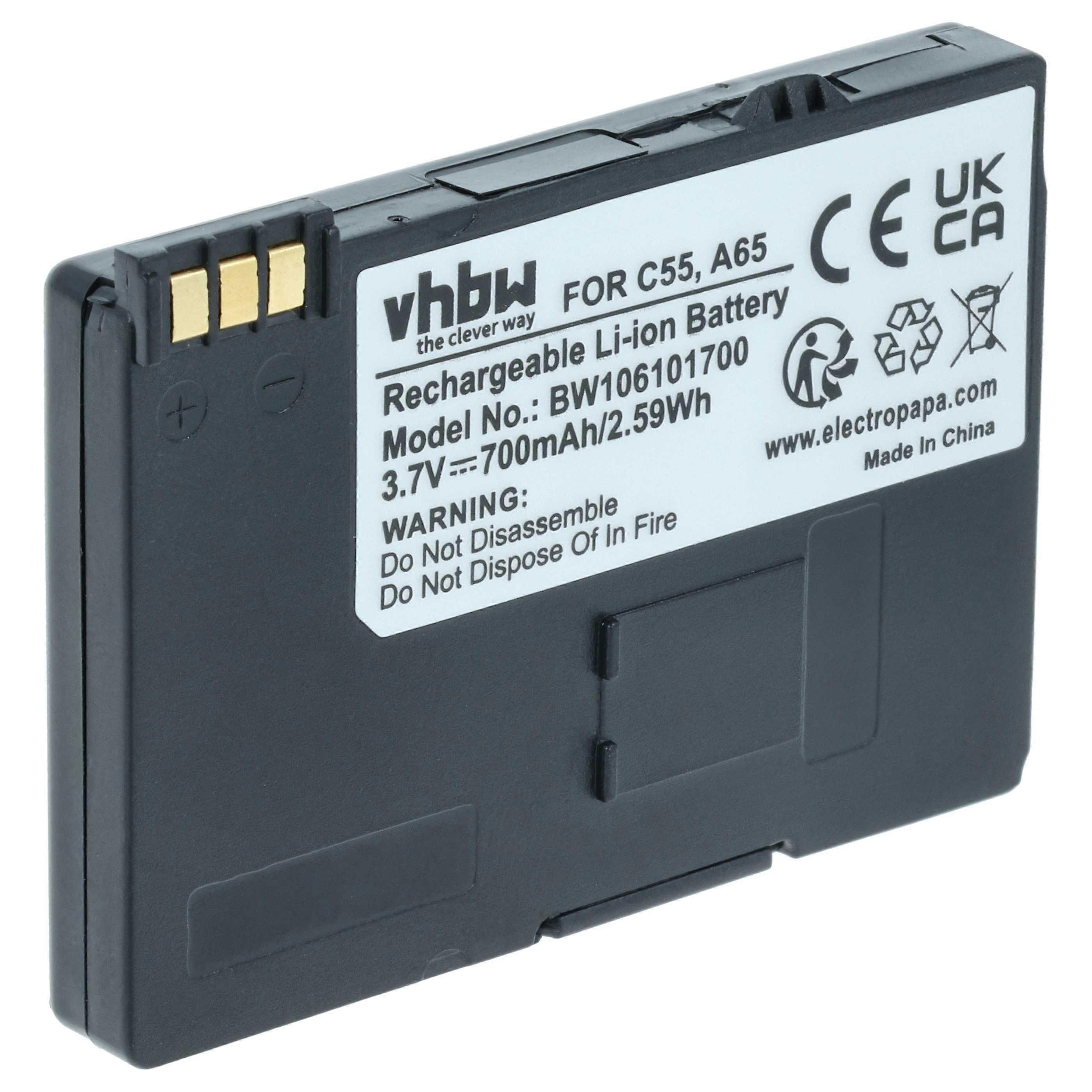 Batterie vhbw compatible avec les téléphones fixes sans fil Siemens A57, A58, A60, A62, C55, A51, C57, A52, C58, A55, A65, A70, A75 (700 mAh, 3,7 V, Li-Ion)