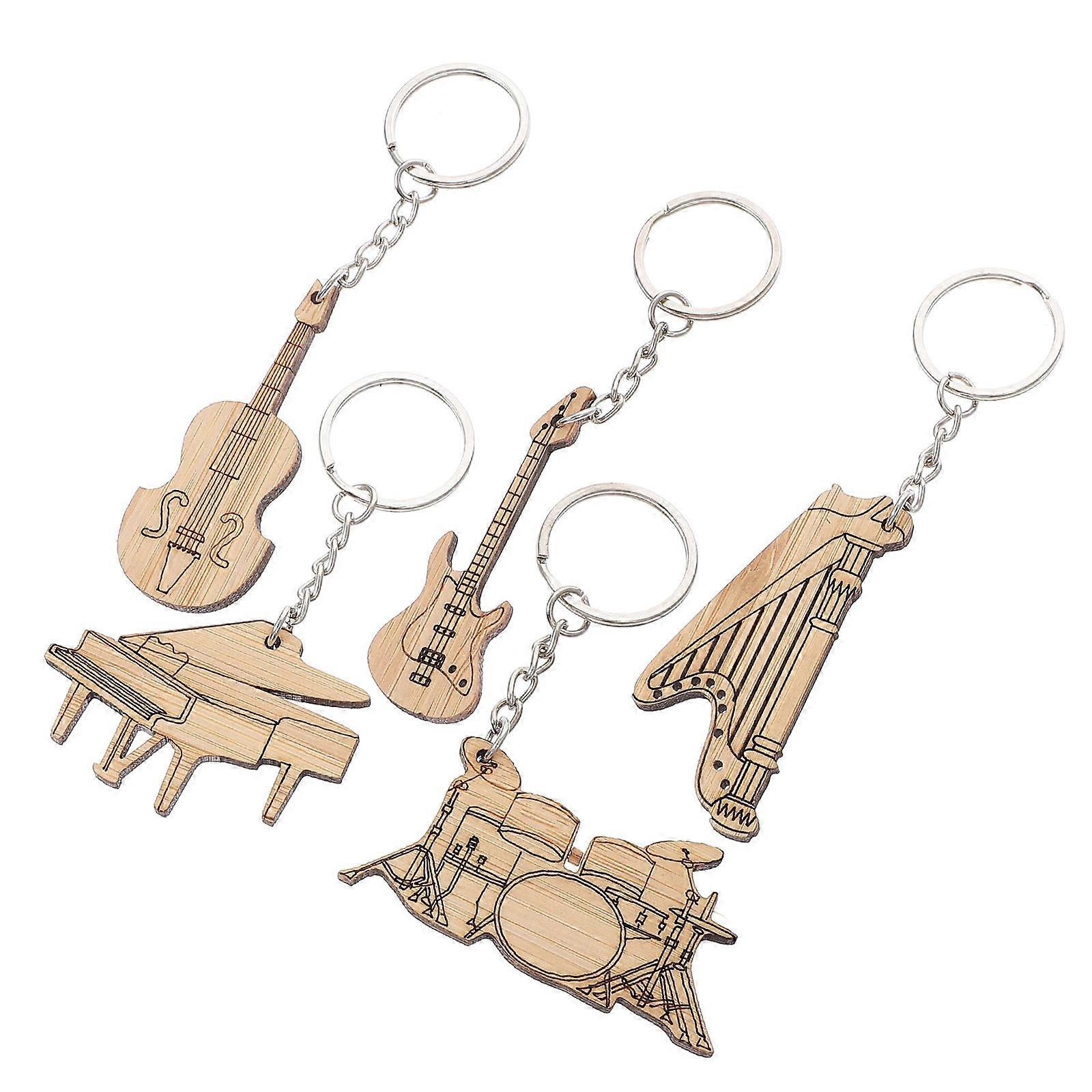 5pcs Musical Instrument Keychains Creative Key Ring Pendant for Bags and Keys Guitar, Violin, Piano, Harp, Drum Design Unique Decorative