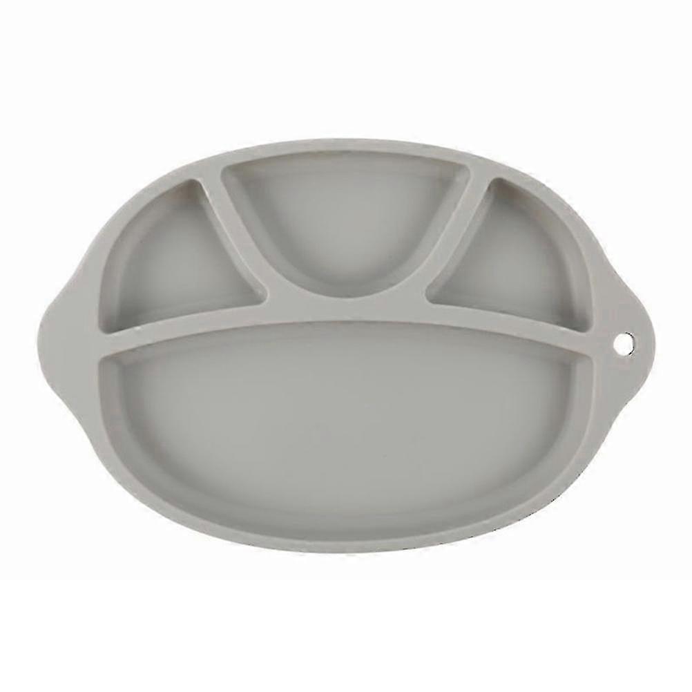 Silicone Kids Partition Tray - Drop-Proof Baby Plate for Rice & Food Separation, Gray, 27.5x18x2cm, Non-Slip Toddler Feeding Dish