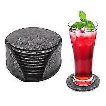 10-pack Reversible Coasters in Gray Felt with Gray Holder