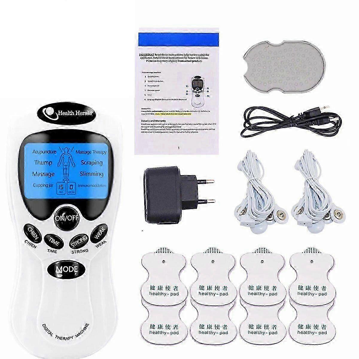 TENS-enhet, EMS, 8-i-1 stimuleringsström, smärtterapi, elektroterapi, massage