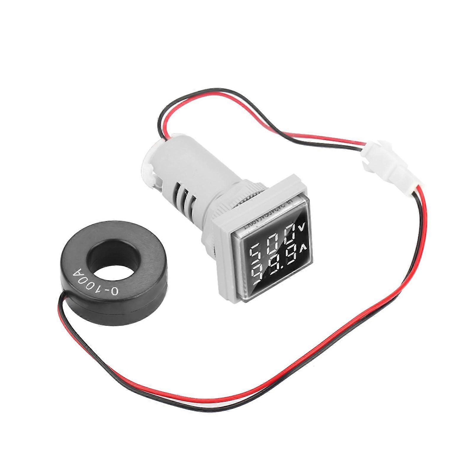 LED Digital Display AC Voltage Current Meter Indicator 22mm 0-100A Meter Indicator (white)