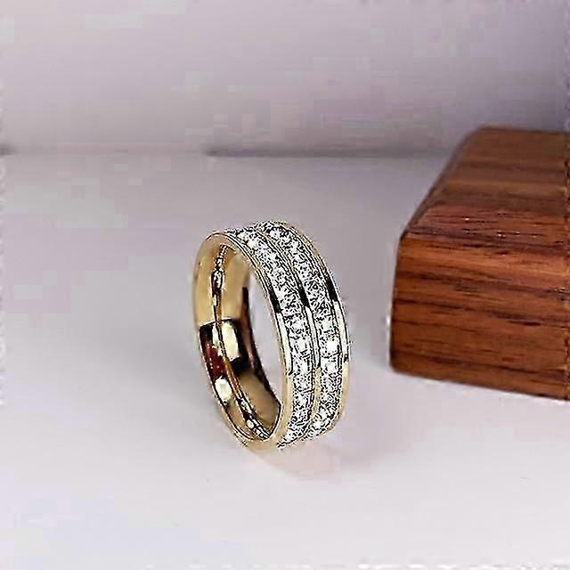 Luxury Rose Gold Double Row Square Zircon Ring for Women, Ideal for UK Engagements and Parties