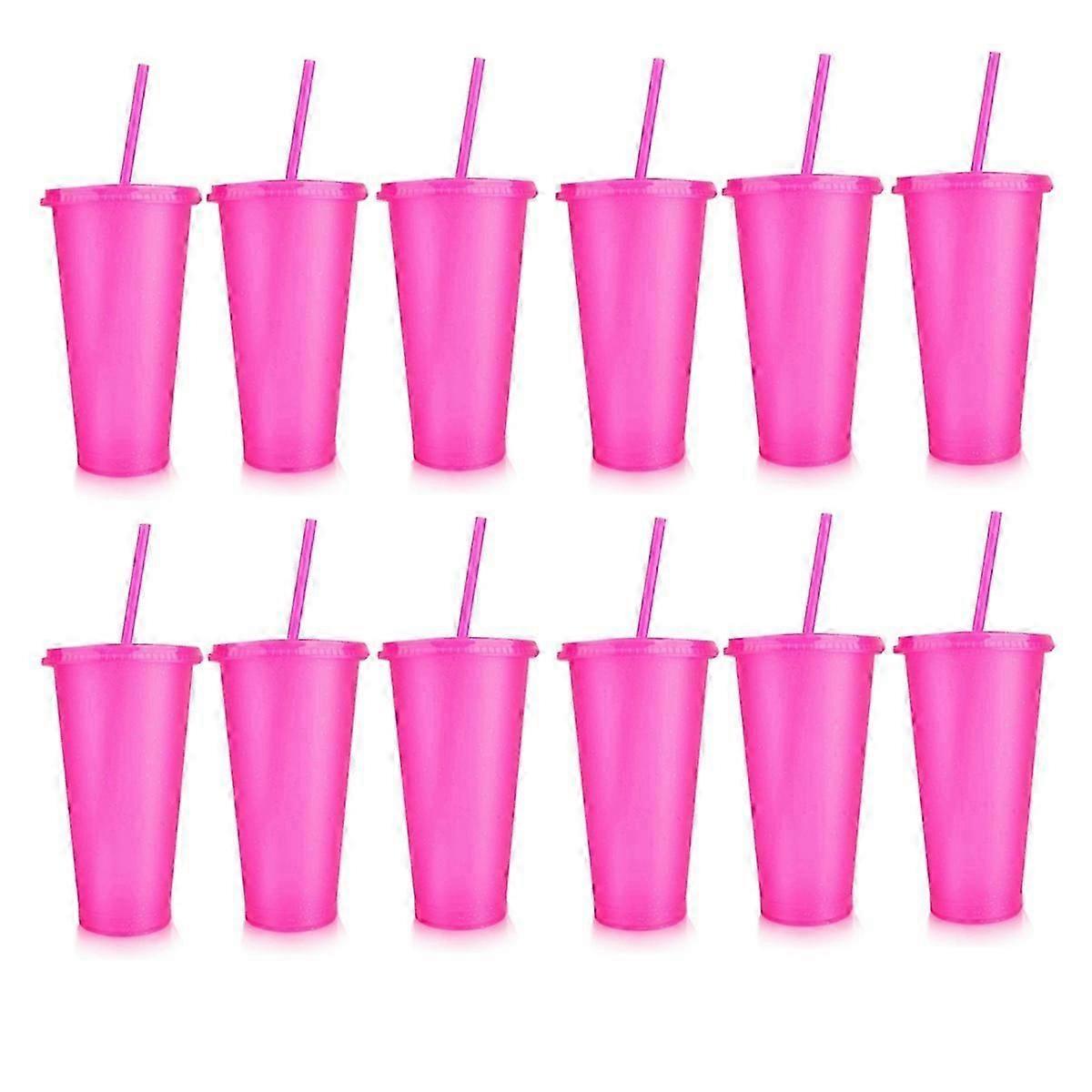 Reusable Cups with Lids and Straws, 24 oz Glitter Plastic Cup