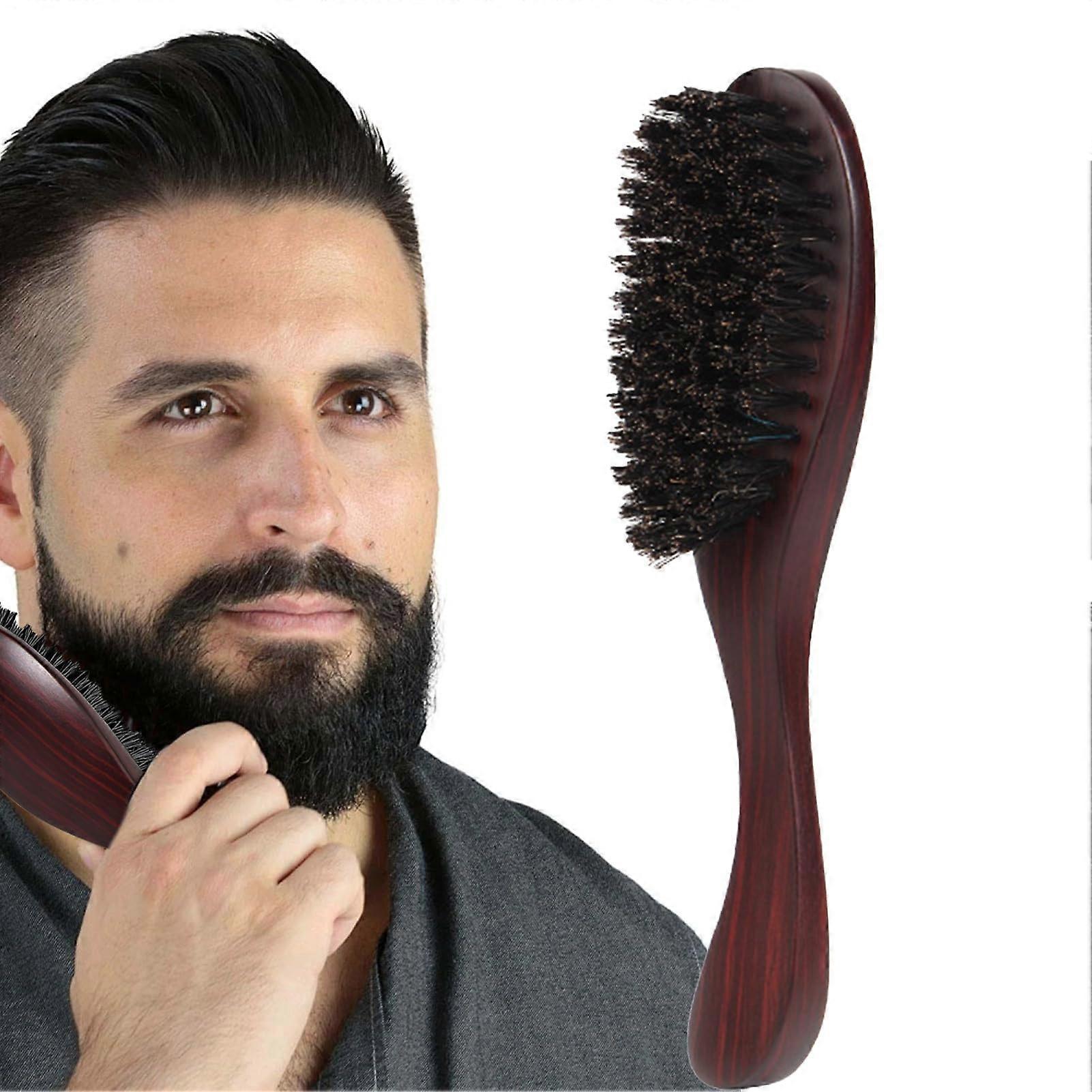 Beard Brush Natural Bristle With Solid Wood Handle For Spreading Balms And Applying Oils Firm Textured Beard Tool Lilies