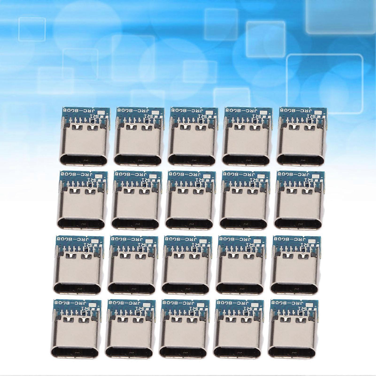 20Pcs 14 Pins Type C Connector Fast Charging IP20 Stable Performance 5V 2A Type C Plug Socket Connector for Laptops Cameras 14p Splint with Board Cha