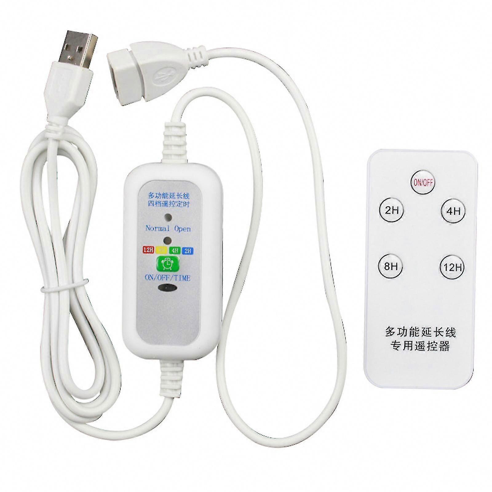 1.5m 5V Remote USB Extension Power Cable with On/Off Switch 2-12 Hour Timer