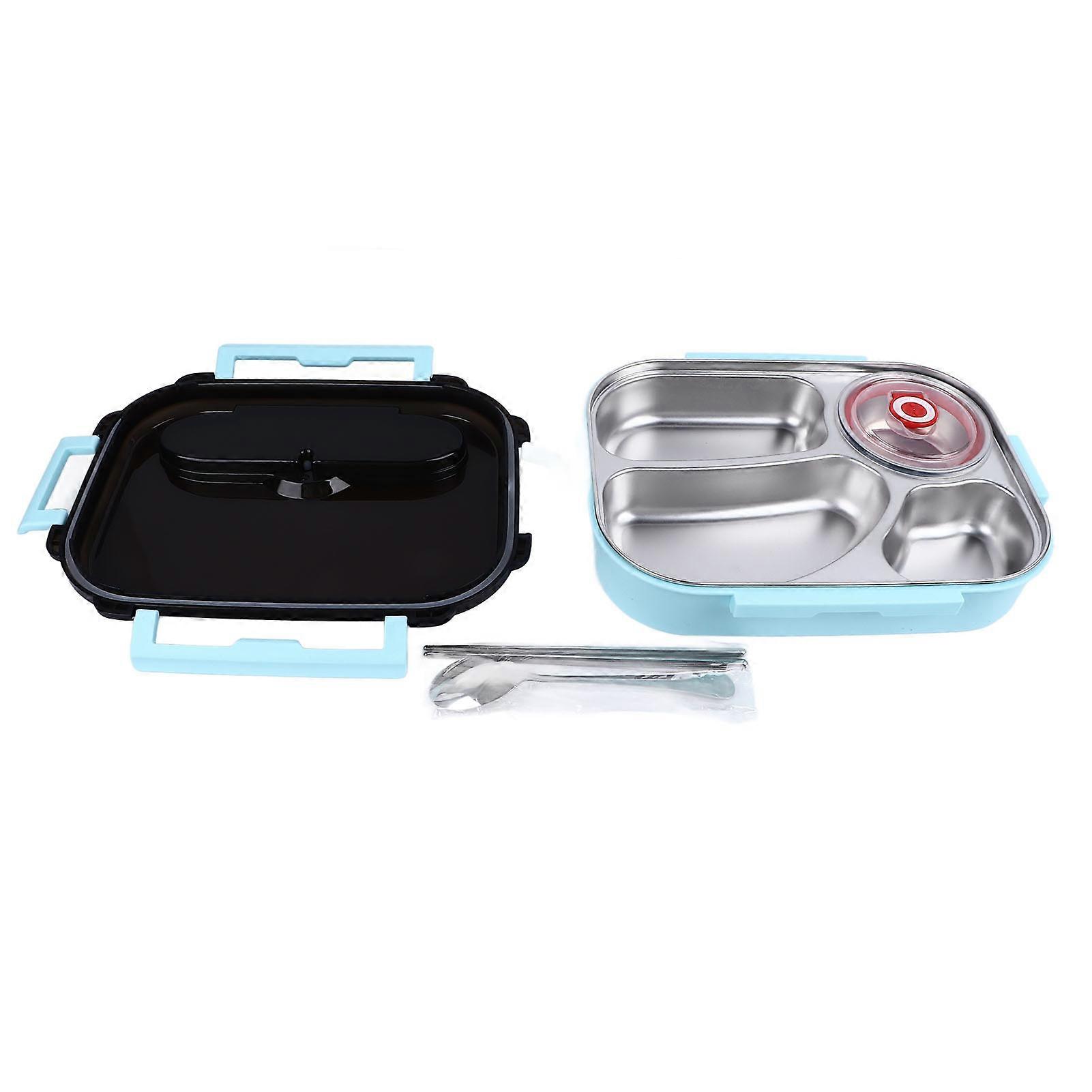 2L Stainless Steel Lunch Box with 4 Compartments & Utensils