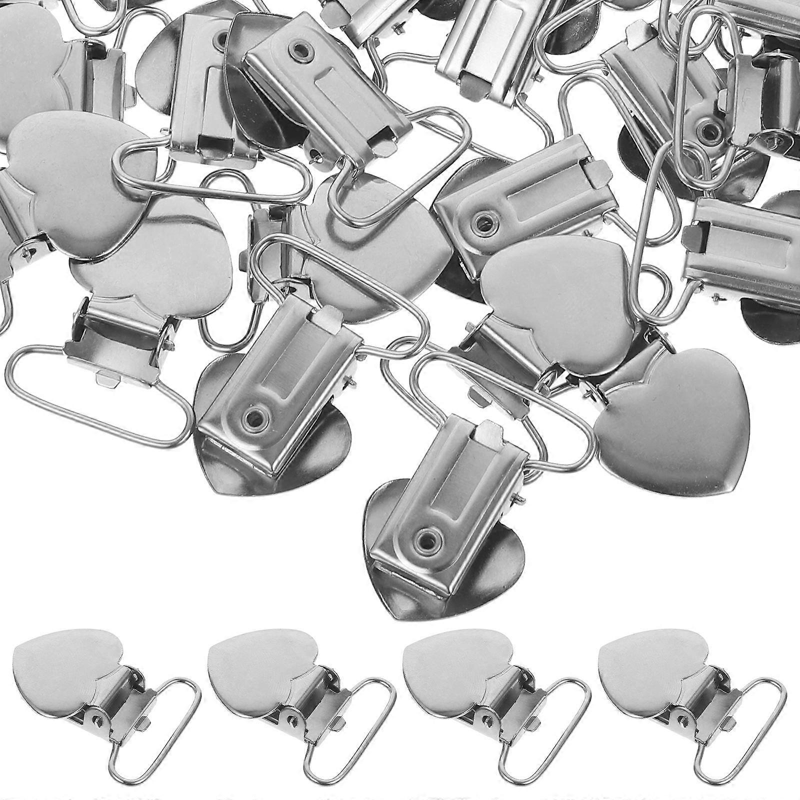 Silver Heart-Shaped Fasteners Clips for Multipurpose Holding 30Pcs