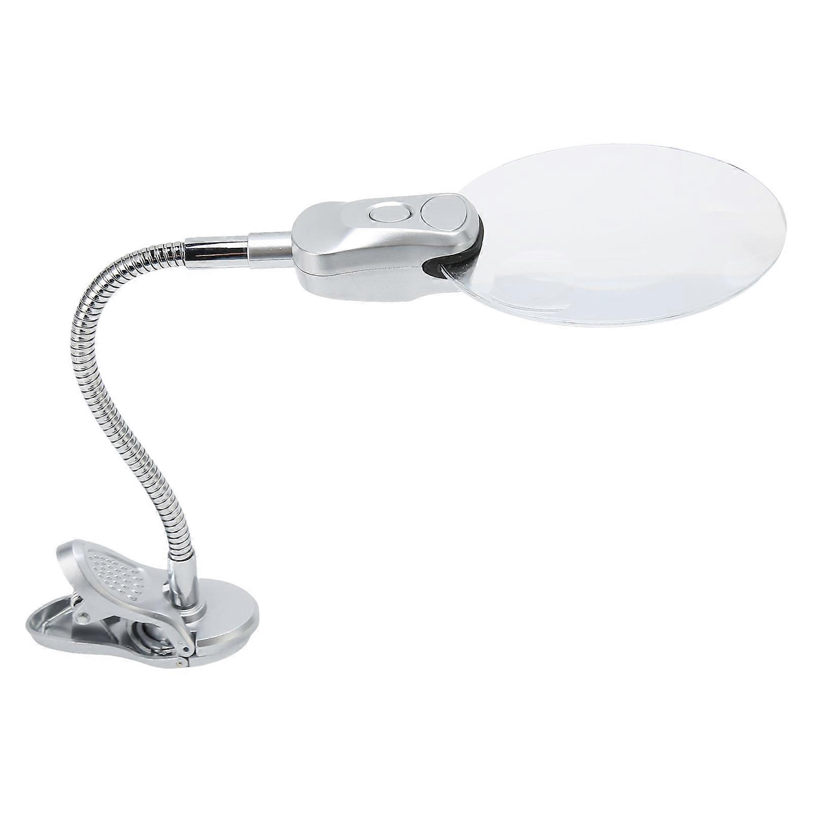 Magnifying Glass Clamp LED Desk Lamp with 3LR1130 Batteries, ABS Alloy