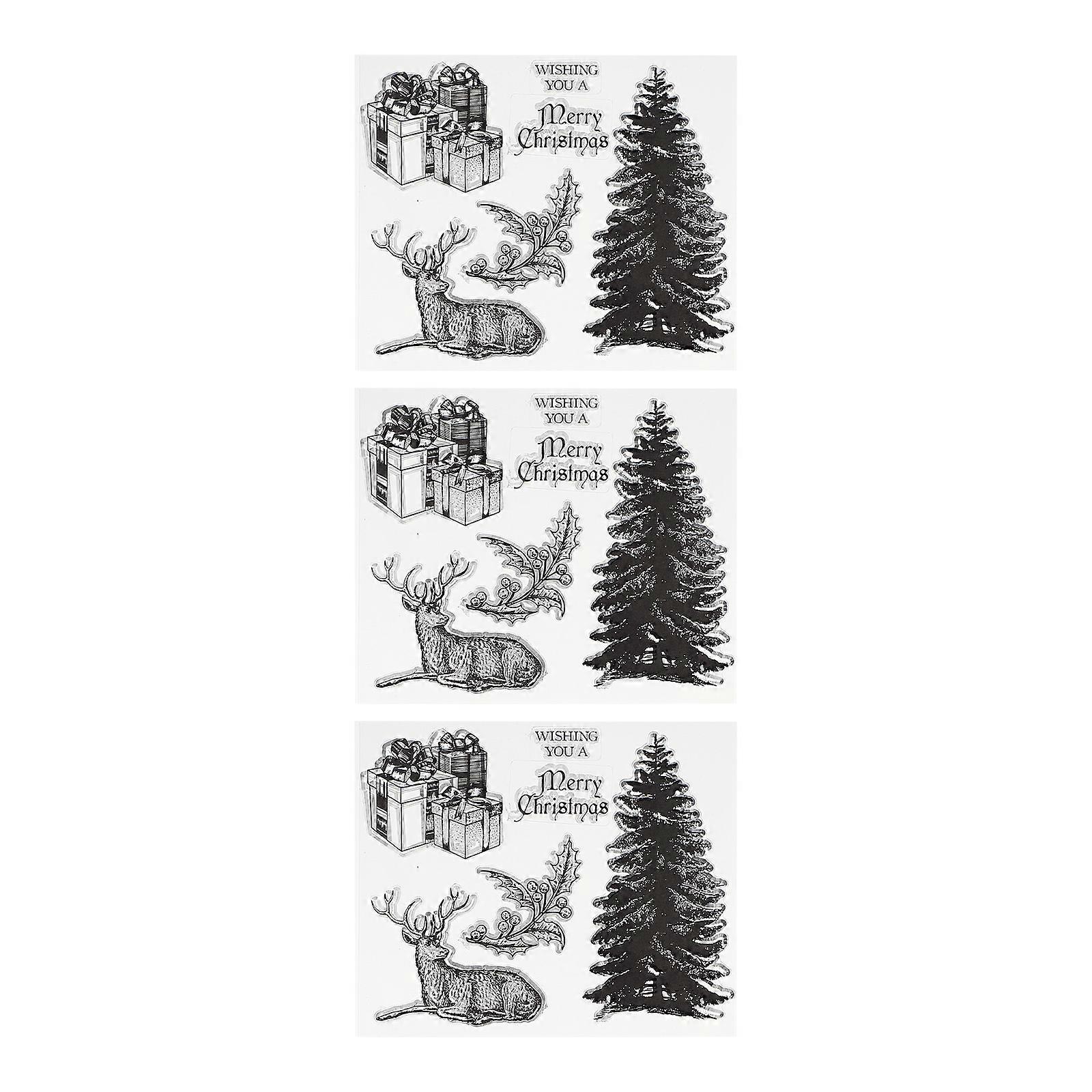 Christmas Theme Stamp Transparent Stamper for DIY Use 3Pcs Set