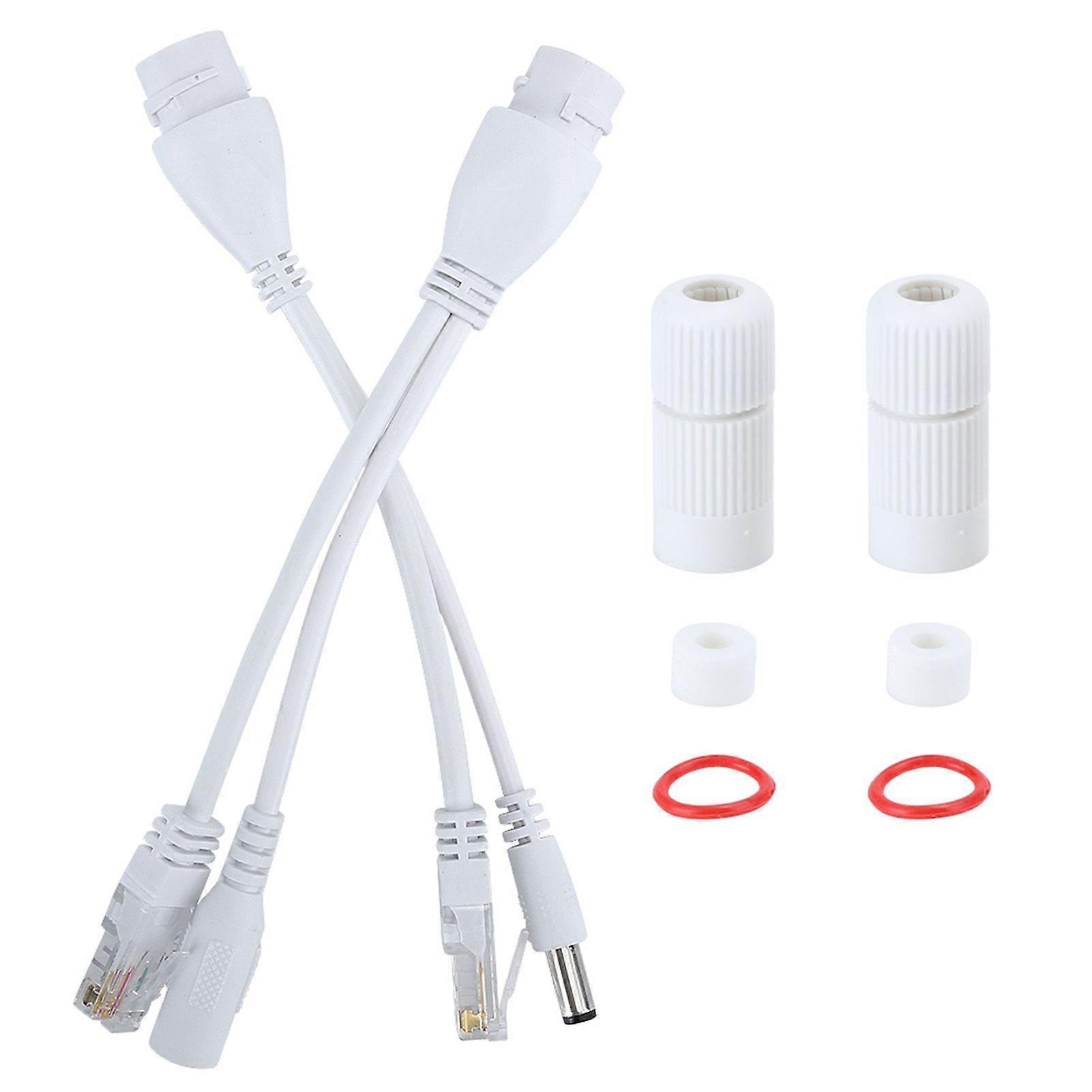 POE Adapter Cable NonStandard Waterproof Injector Splitter DC12V(White )