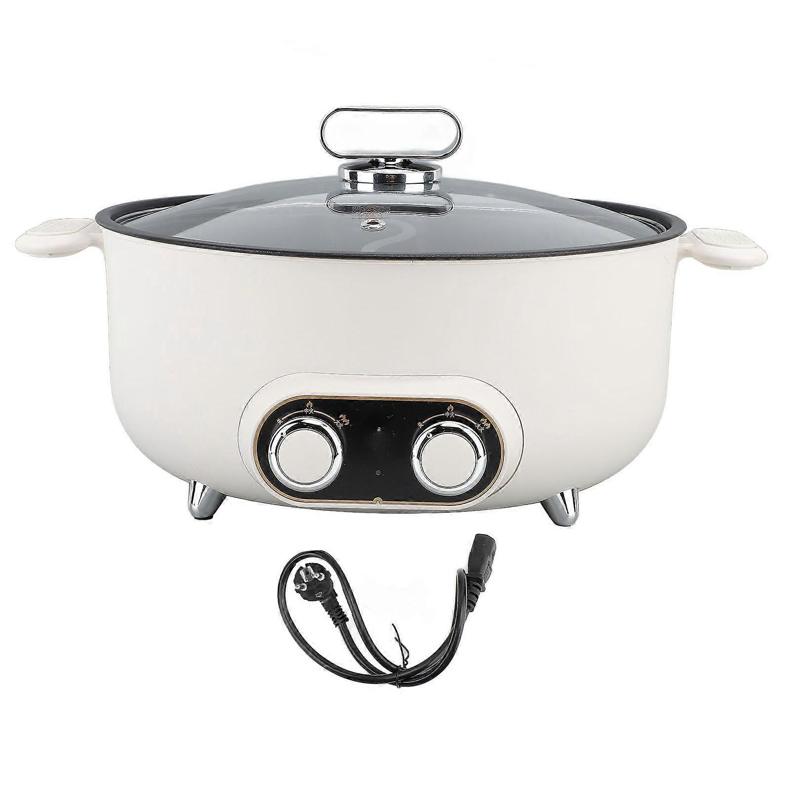 Electric Dual Sided Pot 3L Plus 3L High Capacity 2000W Fast Heating Adjustable Temperature Control Electric Divided Pot for Frying Roasting Stewing EU