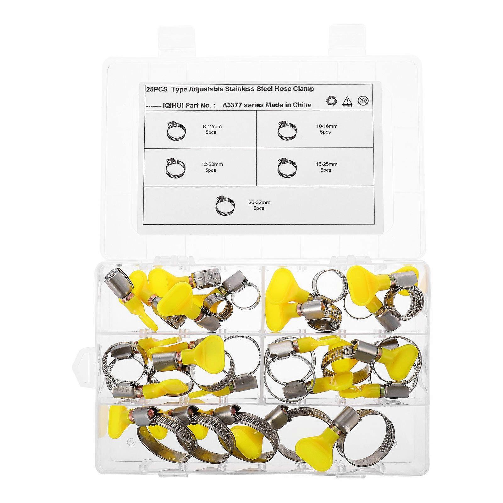 Plastic Handle Hose Clamp for Hydraulic Hose Clips 25Pcs Stainless Steel
