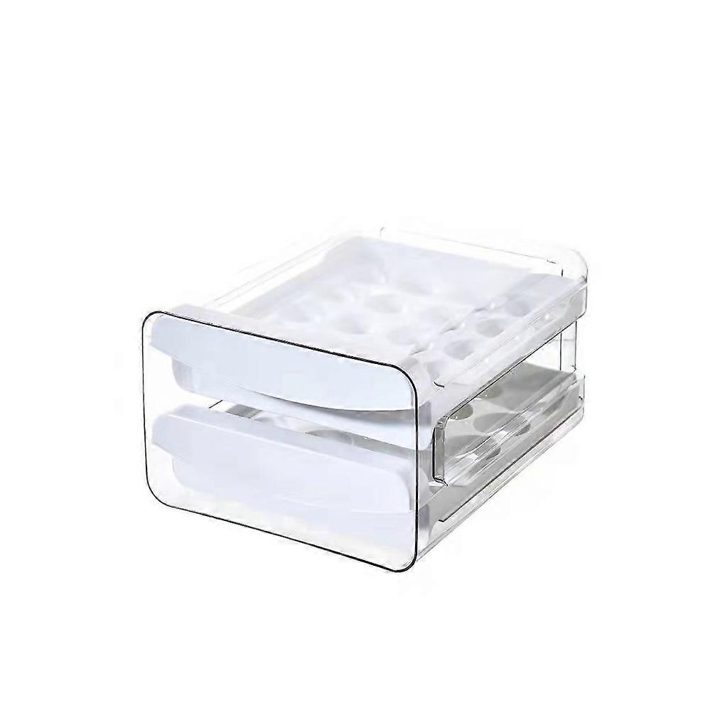 Egg Storage Organizer 2-Layer Drawer Type Stackable Box Fresh Keeping