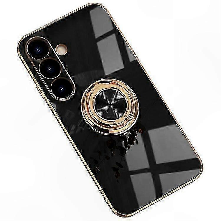 Galaxy S24 FE Case, 6D Electroplating TPU Cover with Ring Holder & Precise Cutouts
