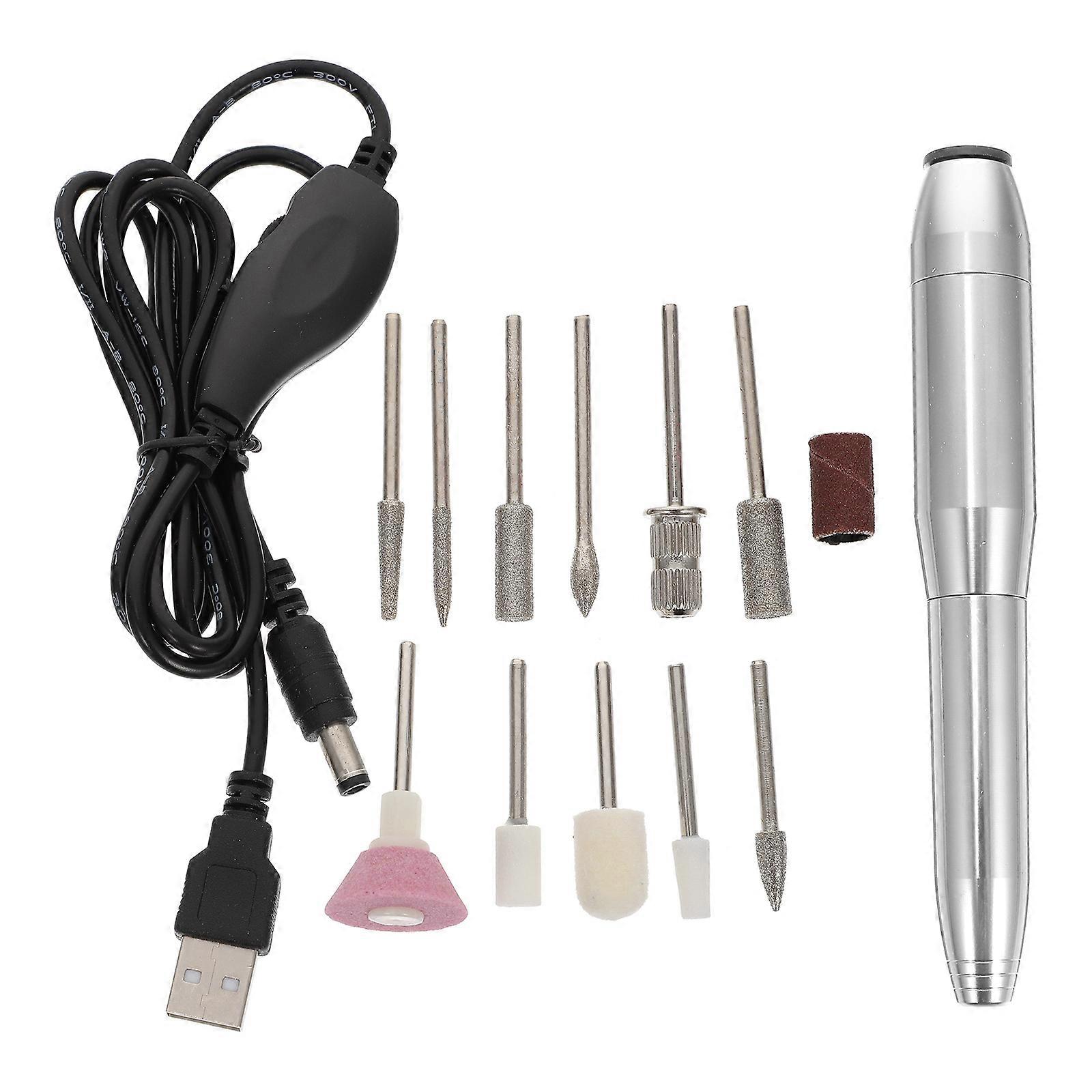 Electric Nail Polishing Trimmer 1 Set For Professional Manicure Women Silver With Ergonomic Design And USB Powered Technology
