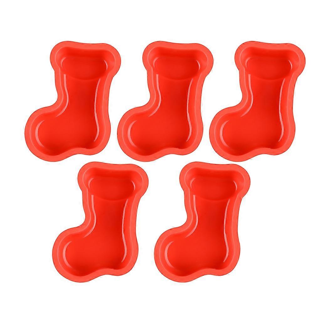 Christmas Sock Shaped Silicone Mold for Jelly Candy 10Pcs Red