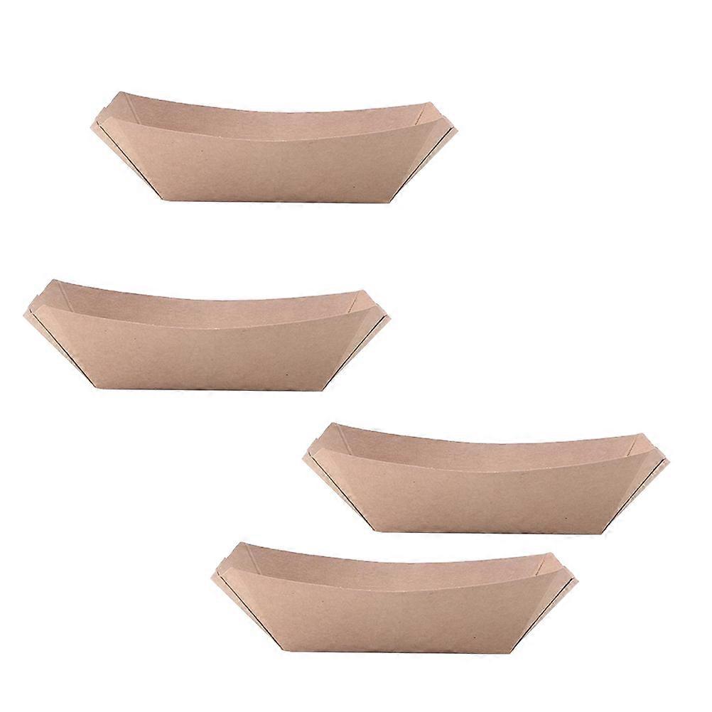 Environmentally Friendly Kraft Paper Take Out Carton 100 Pcs Leakproof Lunch Boxes Suitable For Various Foods Light Brown