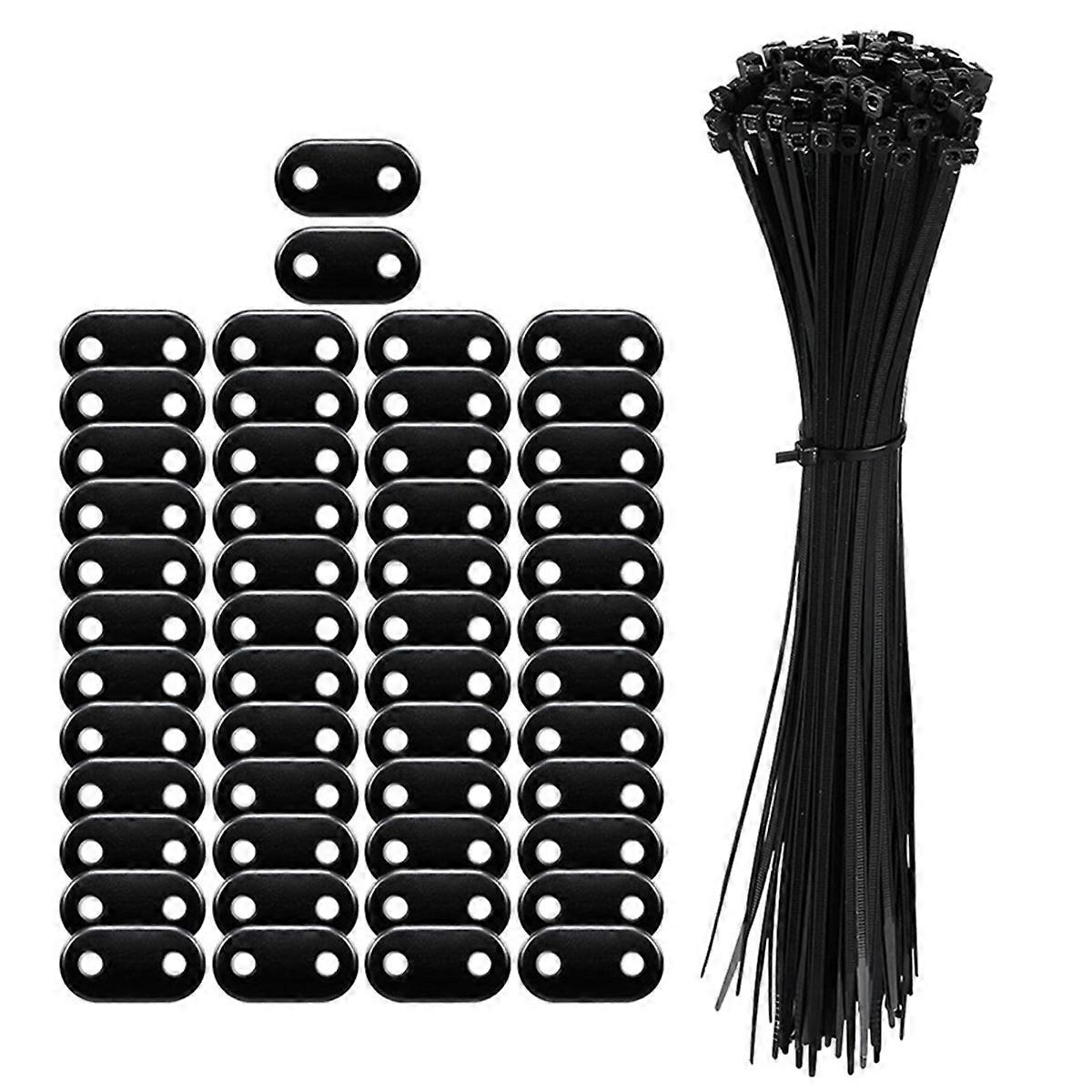 100PCS Cord Locks 2 Hole Plastic Black Cord Clamp for Ropes End Spring Toggle Stopper Slider, Black