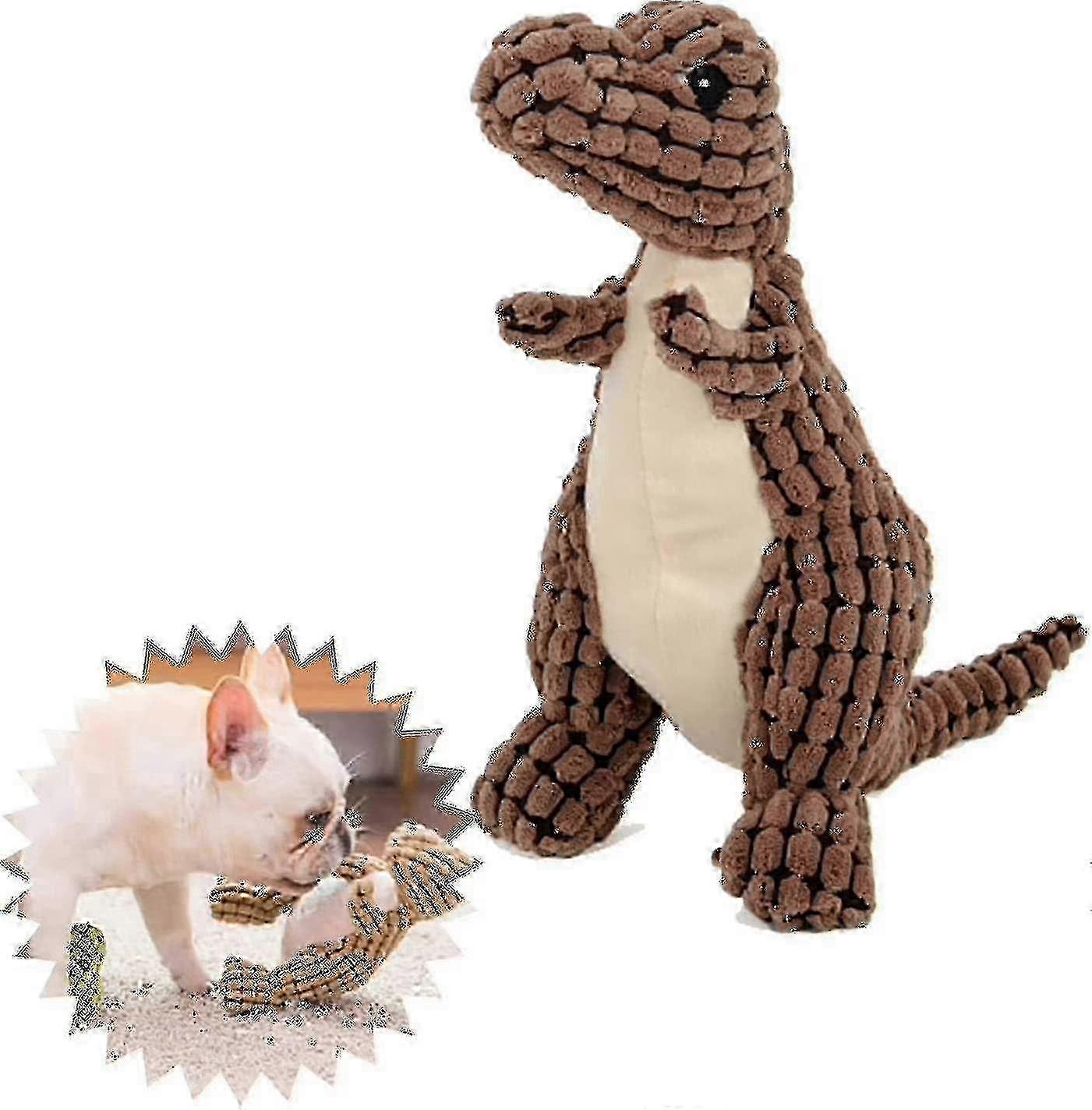 Indestructible Robust Dino, Squeaky Dog Toys For Aggressive Chewers, Unbreakable Stuffed Plush Dog Toy