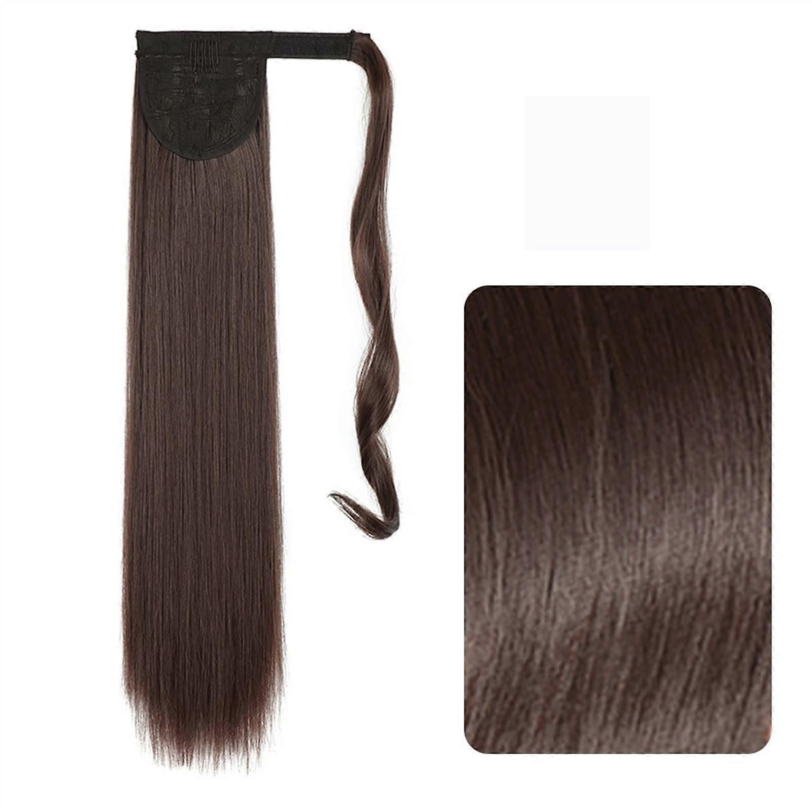 Hair Chignon 2232 Inch Synthetic Long Straight Ponytail Wig With Headband Clip Extensions For Women Messy Bun Color 4