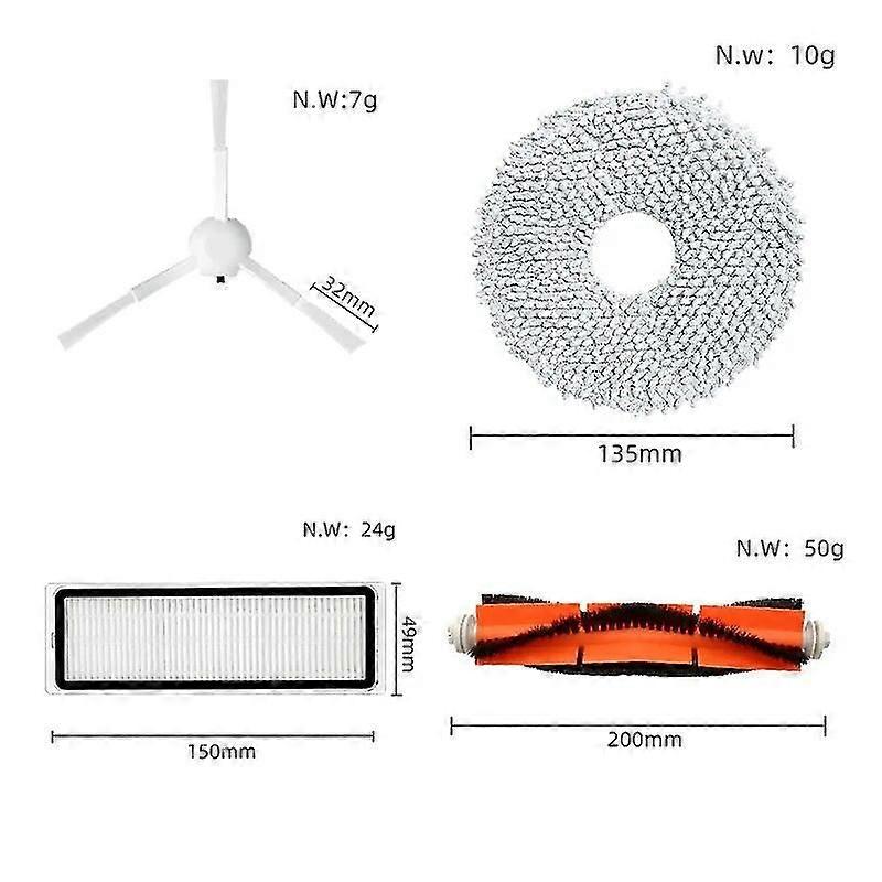 Xiaomi Robot Vakum X10 + / X10 Plus B101gl Yedek Parça Aksesuarları için Uyumlu Ana Yan Fırça Hepa Filtre Toz Torbası Paspas Bezi
