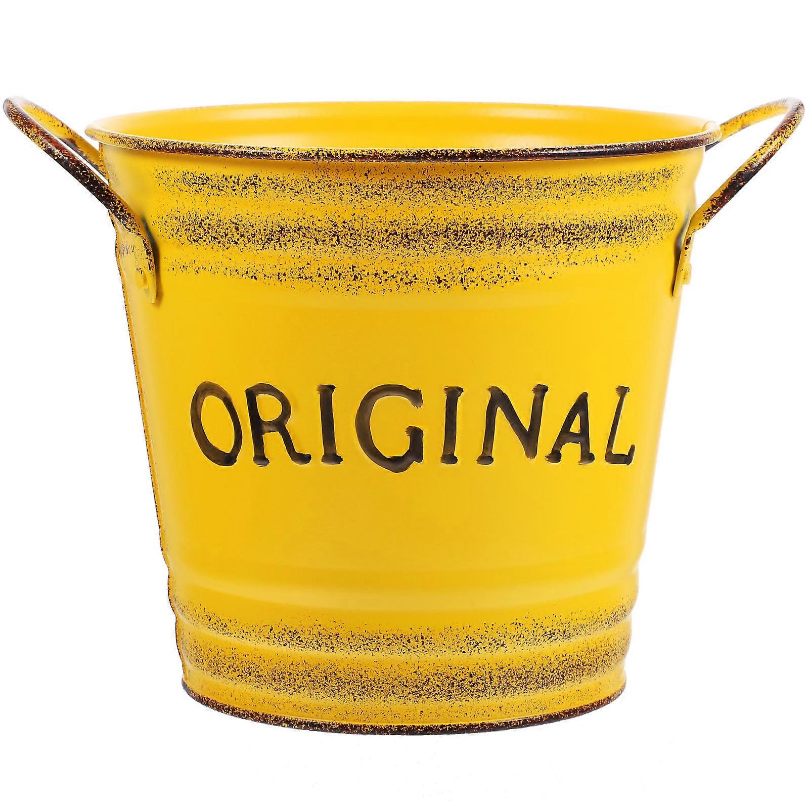 Yellow Flower Bucket Flower Arrangement Bucket with 2Pcs for Home