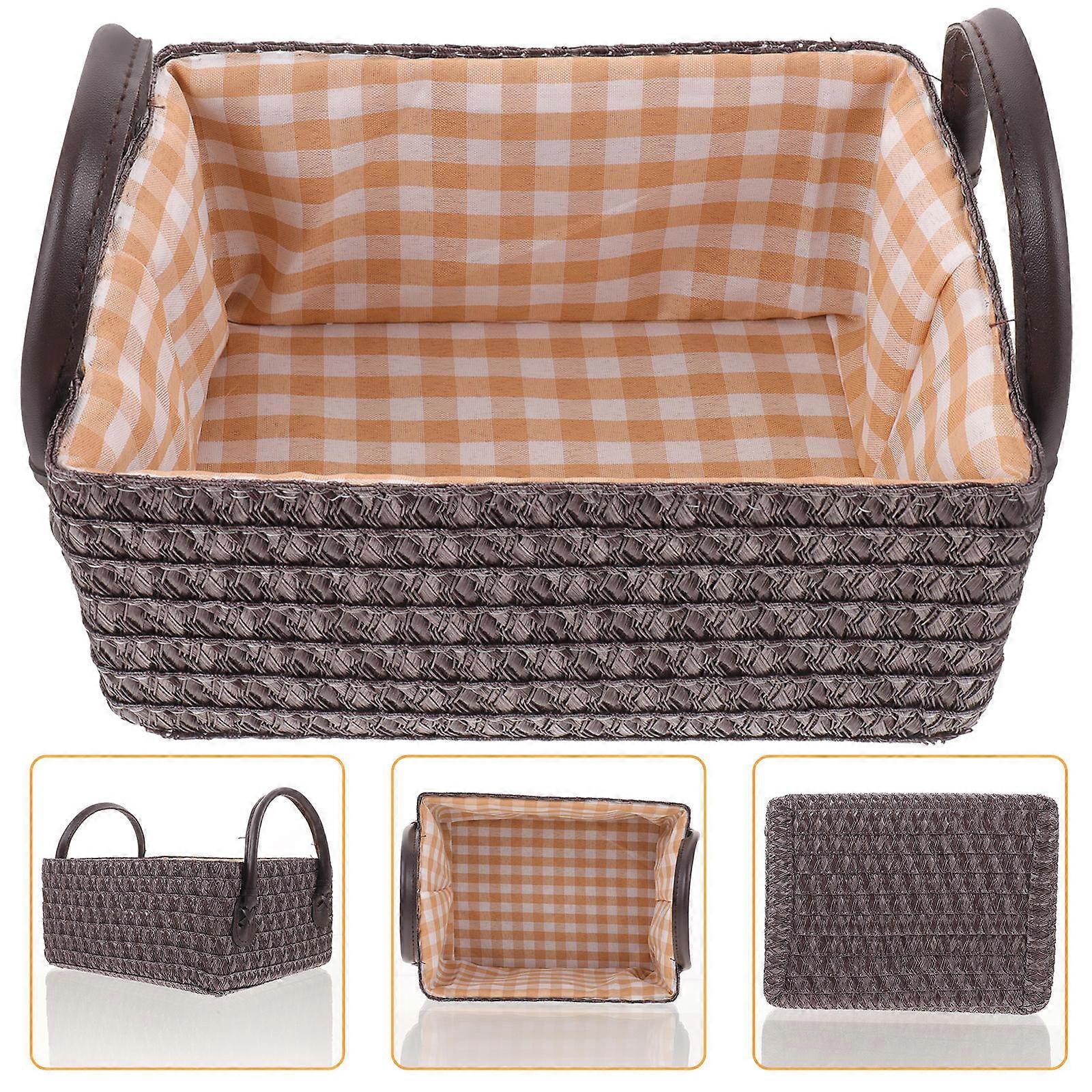 Woven Storage Container for Clothes 4Pcs Rustic Organizer Baskets with Handles