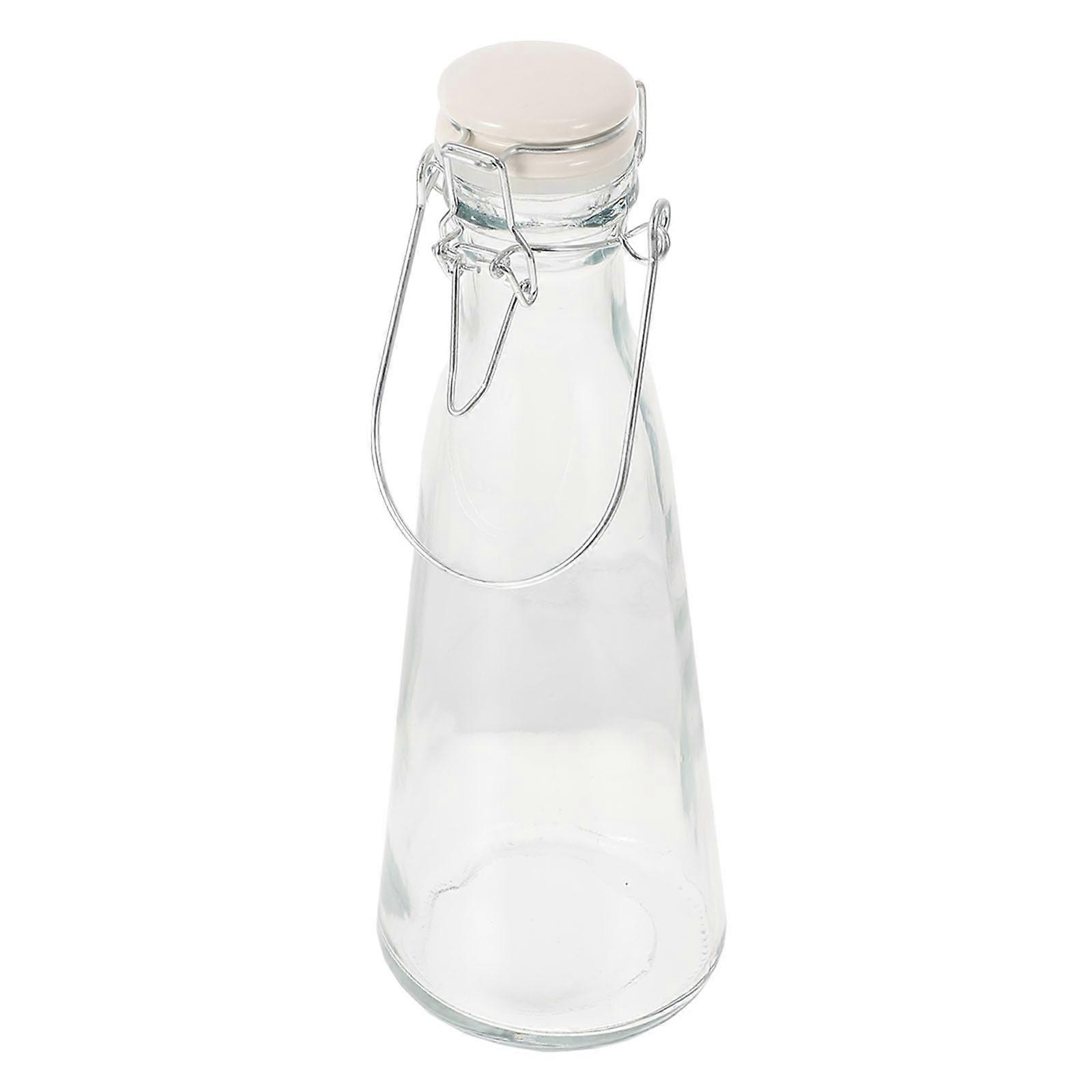 Transparent Glass Bottle for Storage Use 2Pcs Beverage Bottles with Stopper