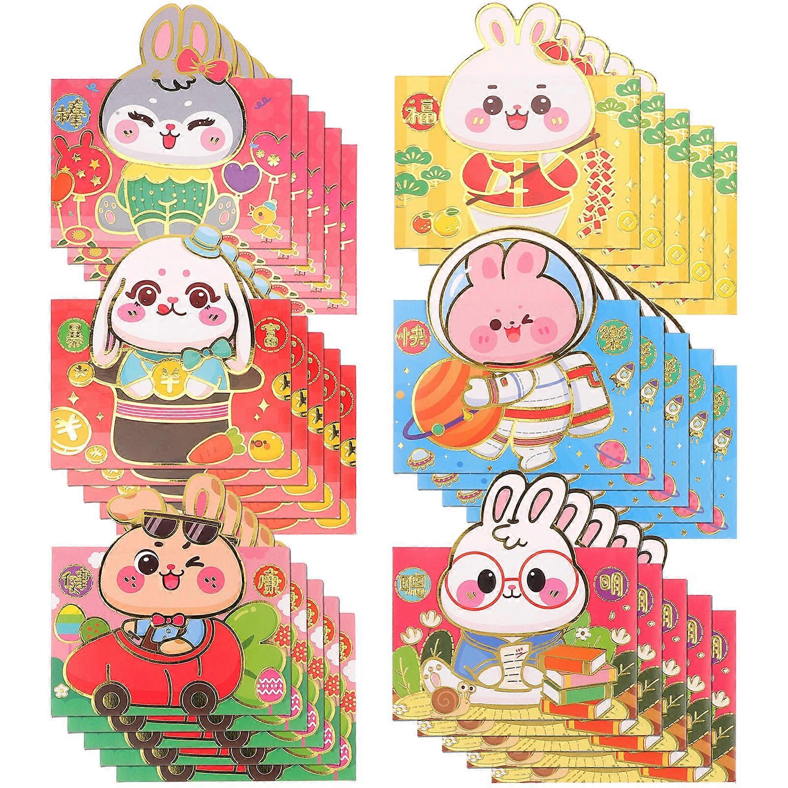 Cartoon Red Envelopes Paper Money for Storage 120Pcs Rabbit Year Gift