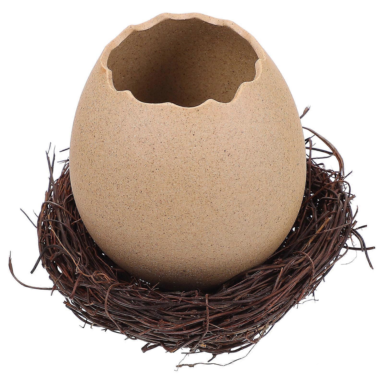Ceramic Bird Egg Planter for Decoration 4Sets Creative Eggshell Plant Pots