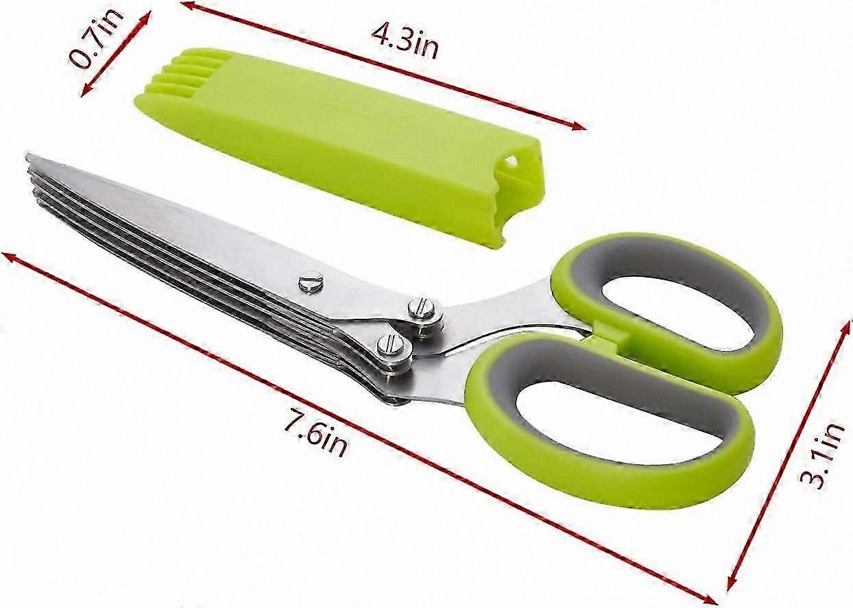 5-Blade Herb Cutting Scissors with Safety Cover, Multi-Function Kitchen Tool for Easy Food Preparation