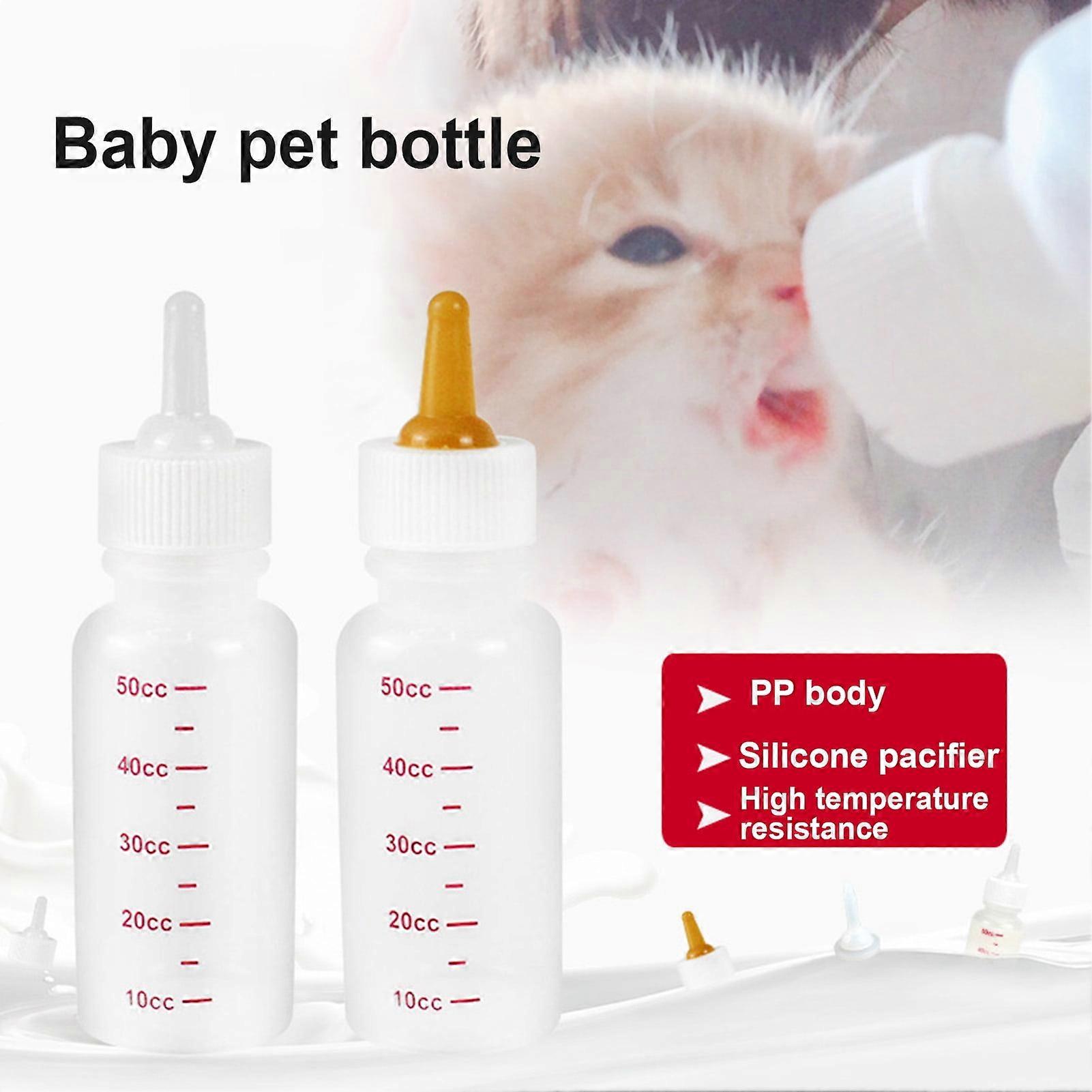 Meidiya 50ml/120ml Pet Feeding Bottle, Soft Tip Leak-Proof & Odorless, Compatible with Cat Kitten Dog Puppy