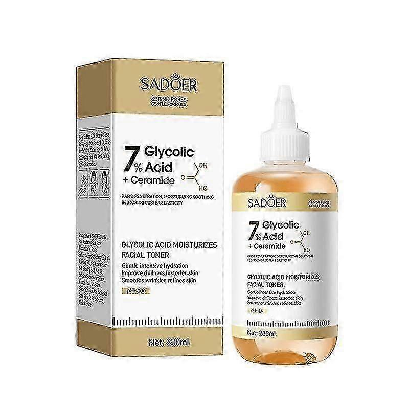 7% Glycolic Acid Face Exfoliating Toner for Clear Skin, Pore Minimizer, Radiant Complexion Enhancer, Daily Use Gentle Formula for All Skin Types, 230m