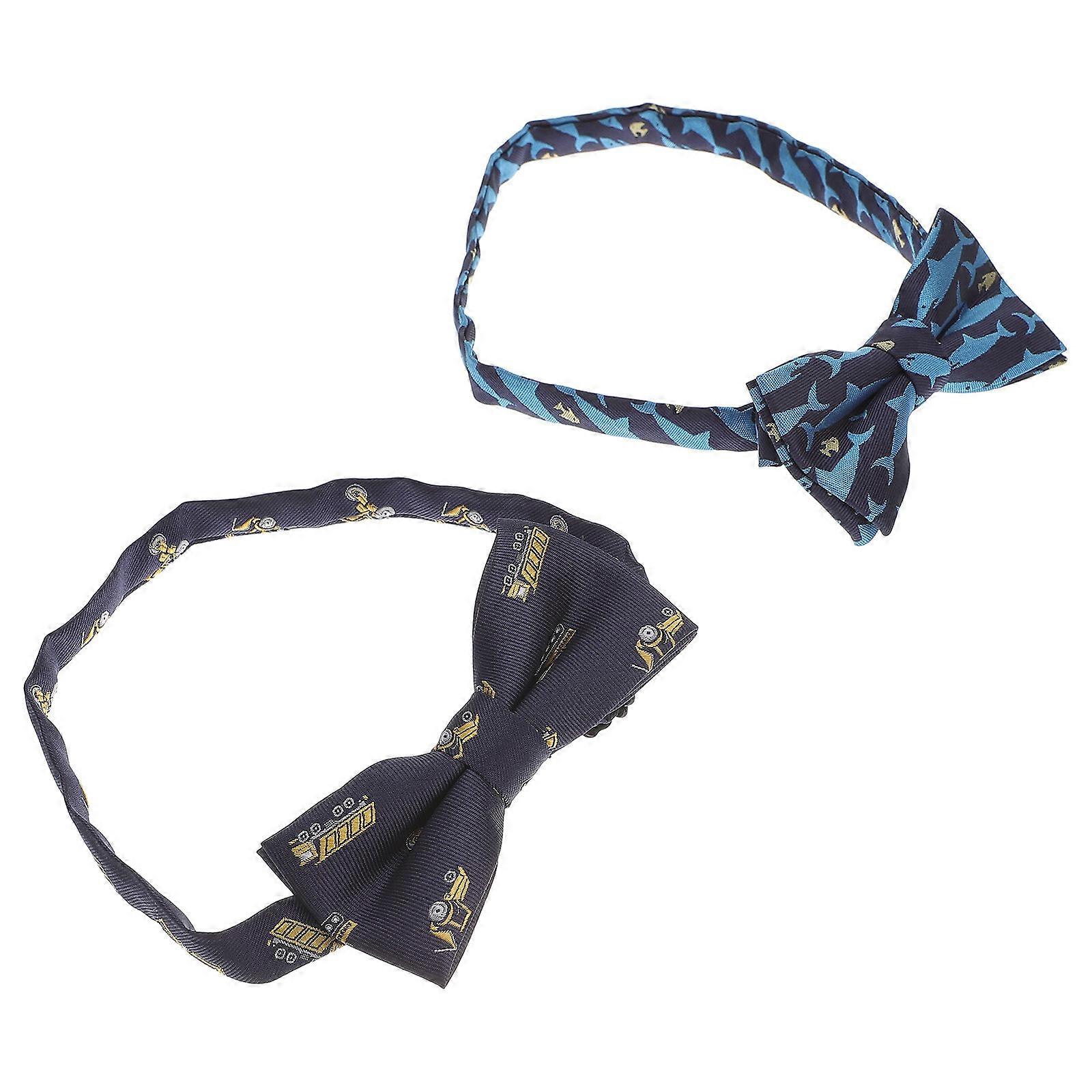 Kids Bow Tie Adjustable Pre-Tied Cartoon Bow Ties 2Pcs for Clothing Accessory