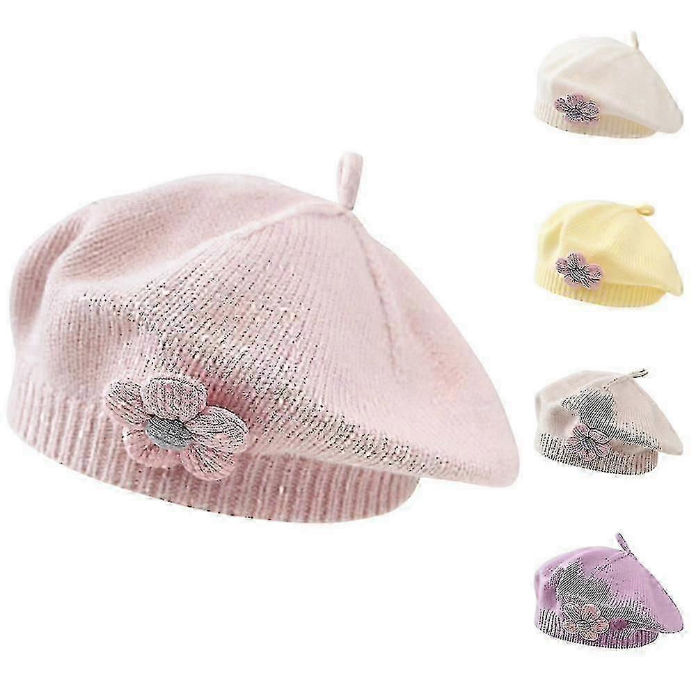 طفل شتاء دافئ قبعات القبعات الفرنسية مع زهرة أطفال أطفال بنات بونيه قبعة الحياكة الصوف الفنان الرسام كاب