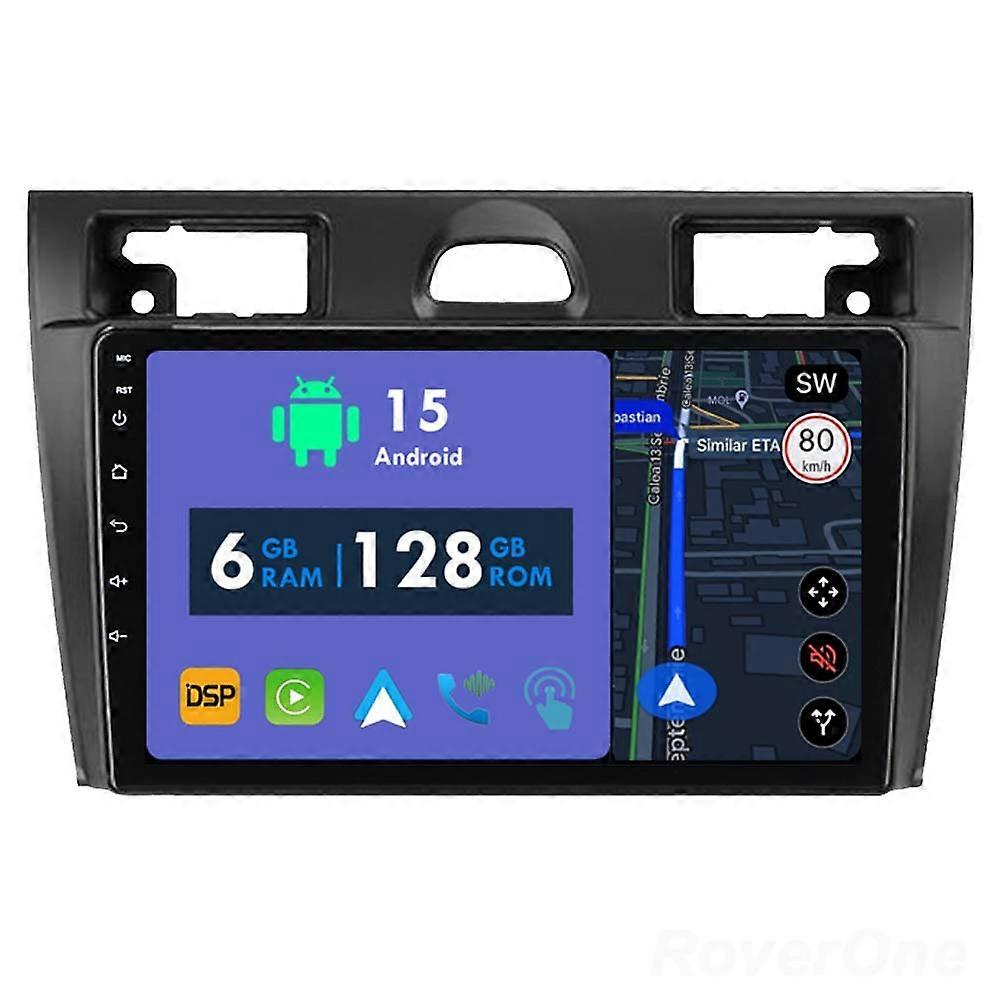 Car Radio 6G+128G CarPlay GPS Navigation Head Unit for Ford Fiesta Mk VI 5 Mk5 2002 - 2008 Android Auto Bluetooth Stereo Touch Screen