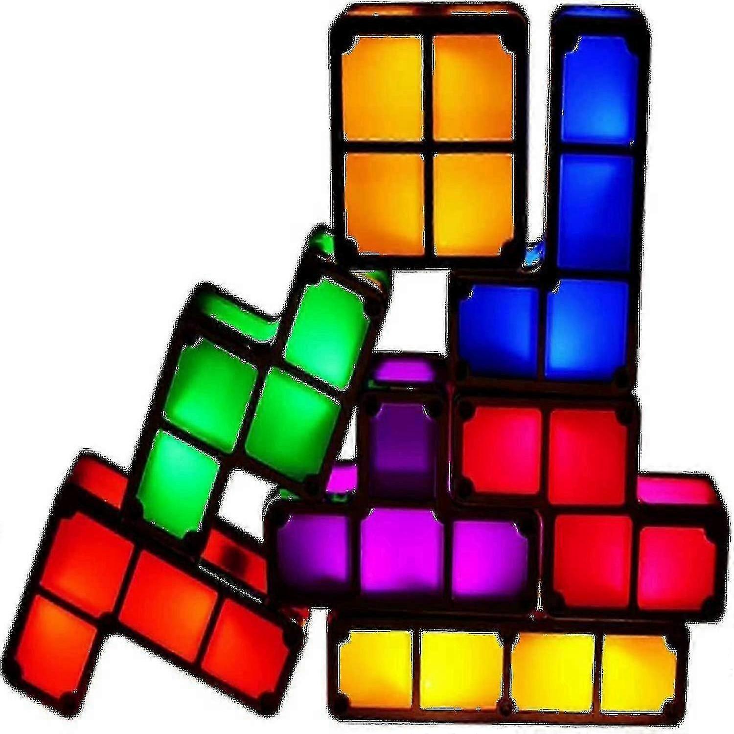 Tetris Stackable Night Light, 7 Pcs Diy Led 7 Colors 3d Puzzles Induction Interlocking Desk Lamp Lighting Diy Magic Blocks Bright Light For Kids Teens