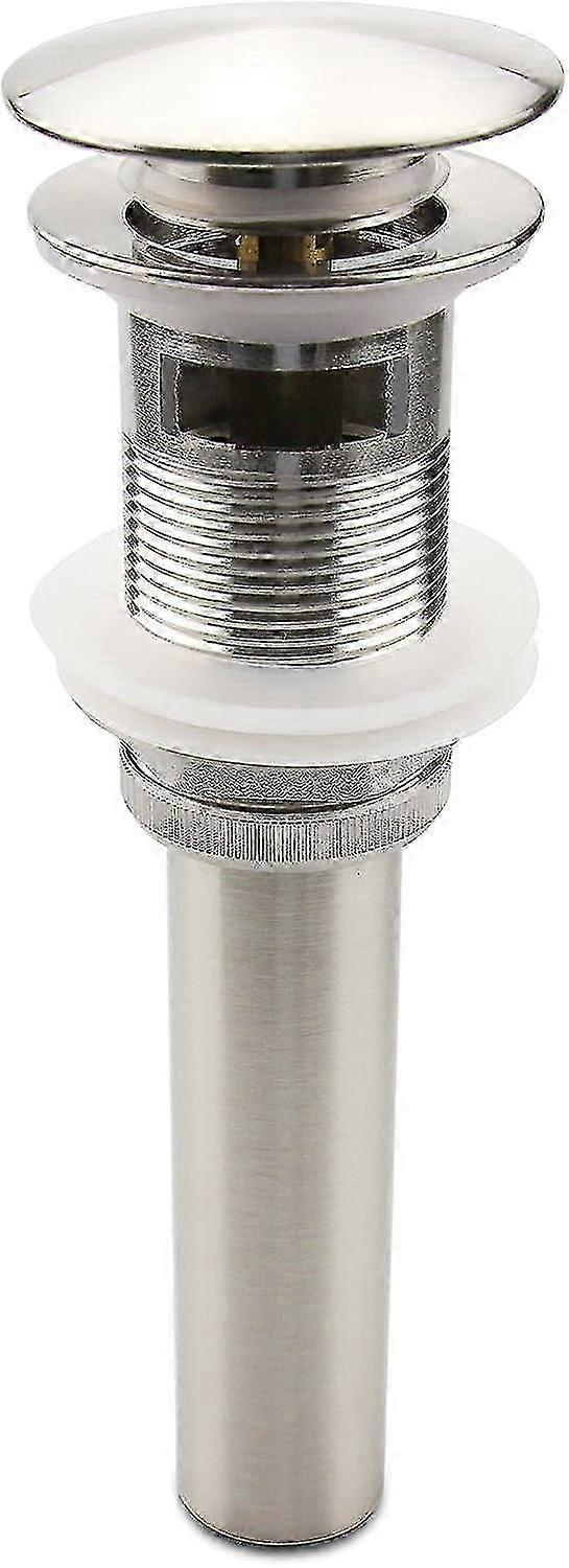 Pop Up Sink Drain with Overflow, Brushed Nickel Solid Brass, 1-5/8" Drain Hole, Corrosion-Resistant, Easy Installation