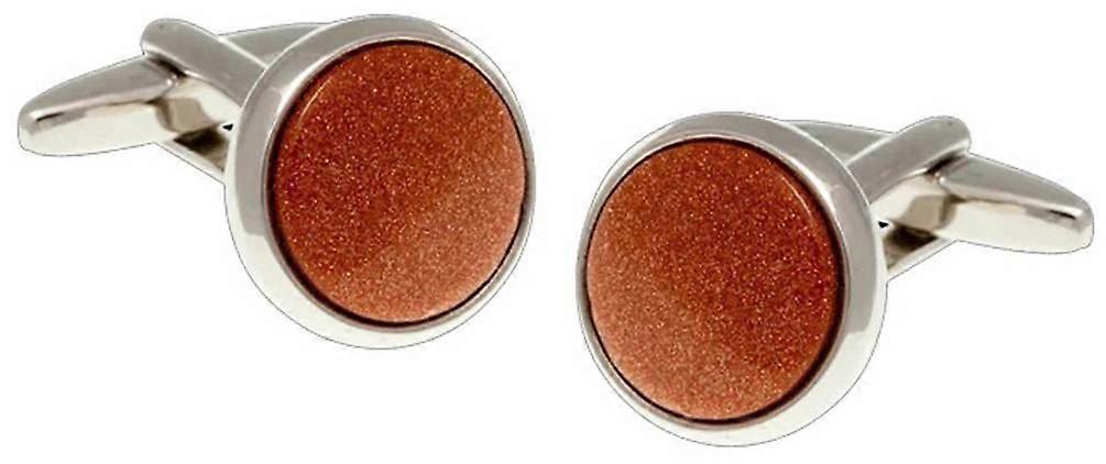 David Van Hagen Goldstone Round Cufflinks - Brown/Silver