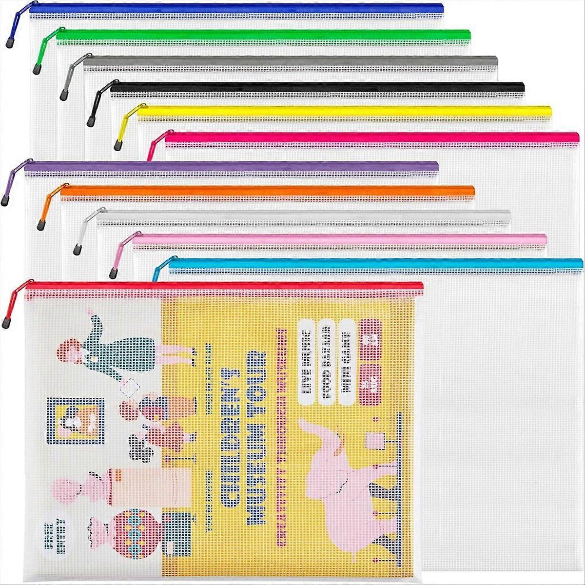 A3 (16.9x12.4 in,12 Pcs) Mesh Zipper Pouch