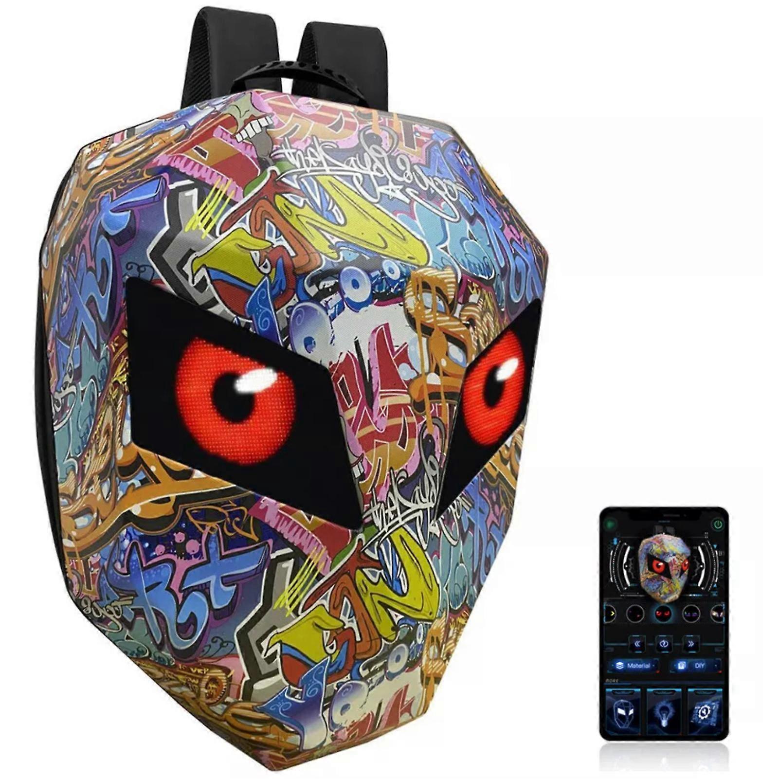 Motorcycle Backpack Waterproof Hardshell LED Programmable Large Capacity Helmet Laptop Bag 